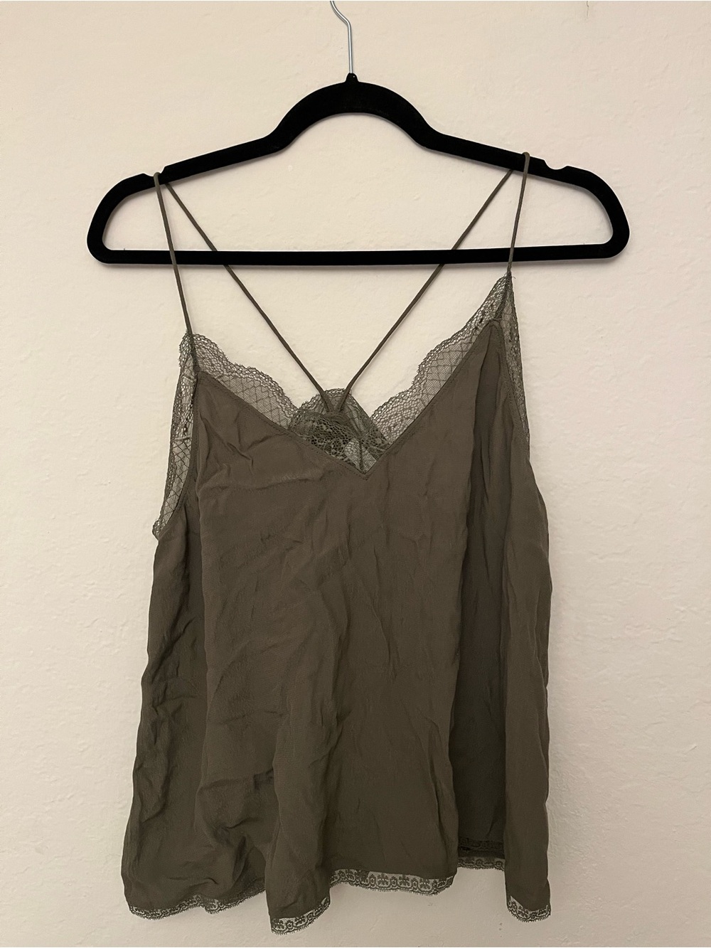 Treasure & Bond Olive Green Lace-Trim Cami